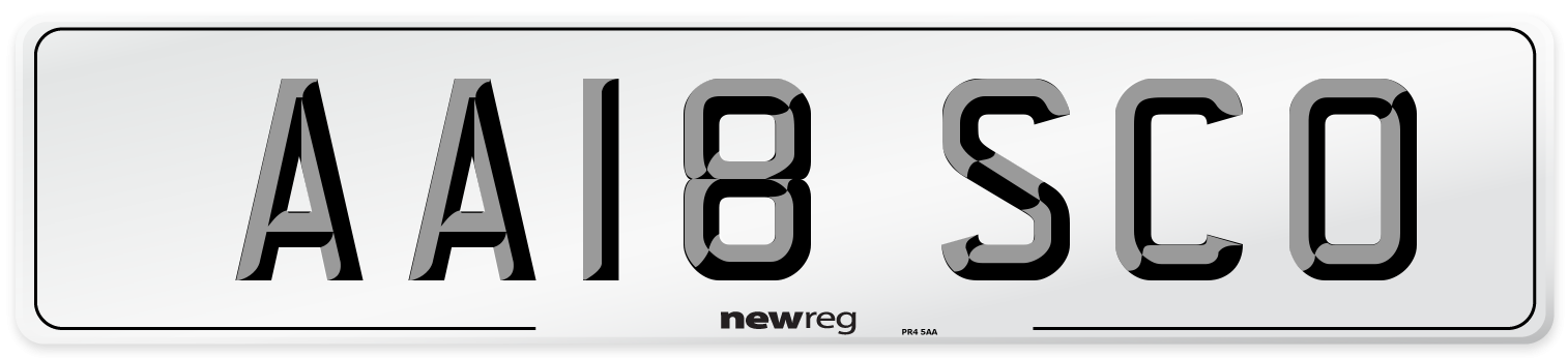 AA18 SCO Number Plate from New Reg